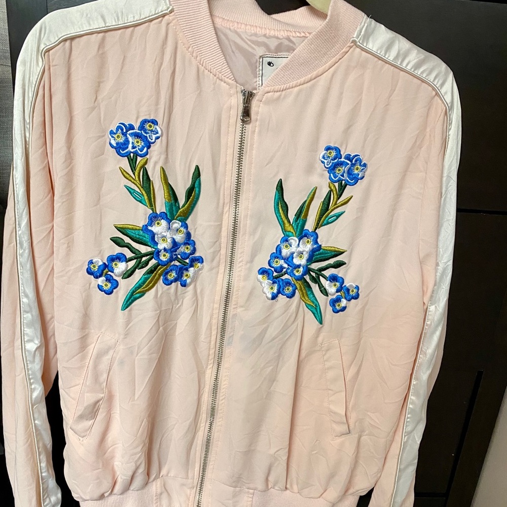 Peach pink colored bomber jacket